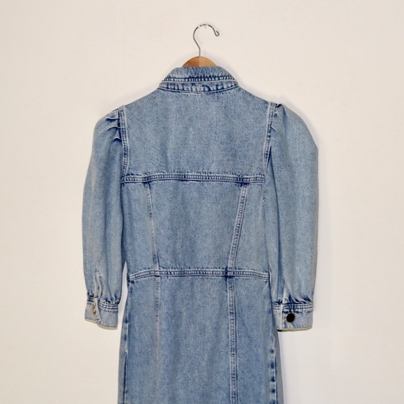 River Island Tinker T Frill Mini Denim Shirt Dress in Light Blue - Picture 7 of 16